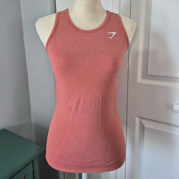 Gymshark Seamless Racerback Tank Top Womens Medium Coral Workout Gym Yoga - Picture 2 of 8